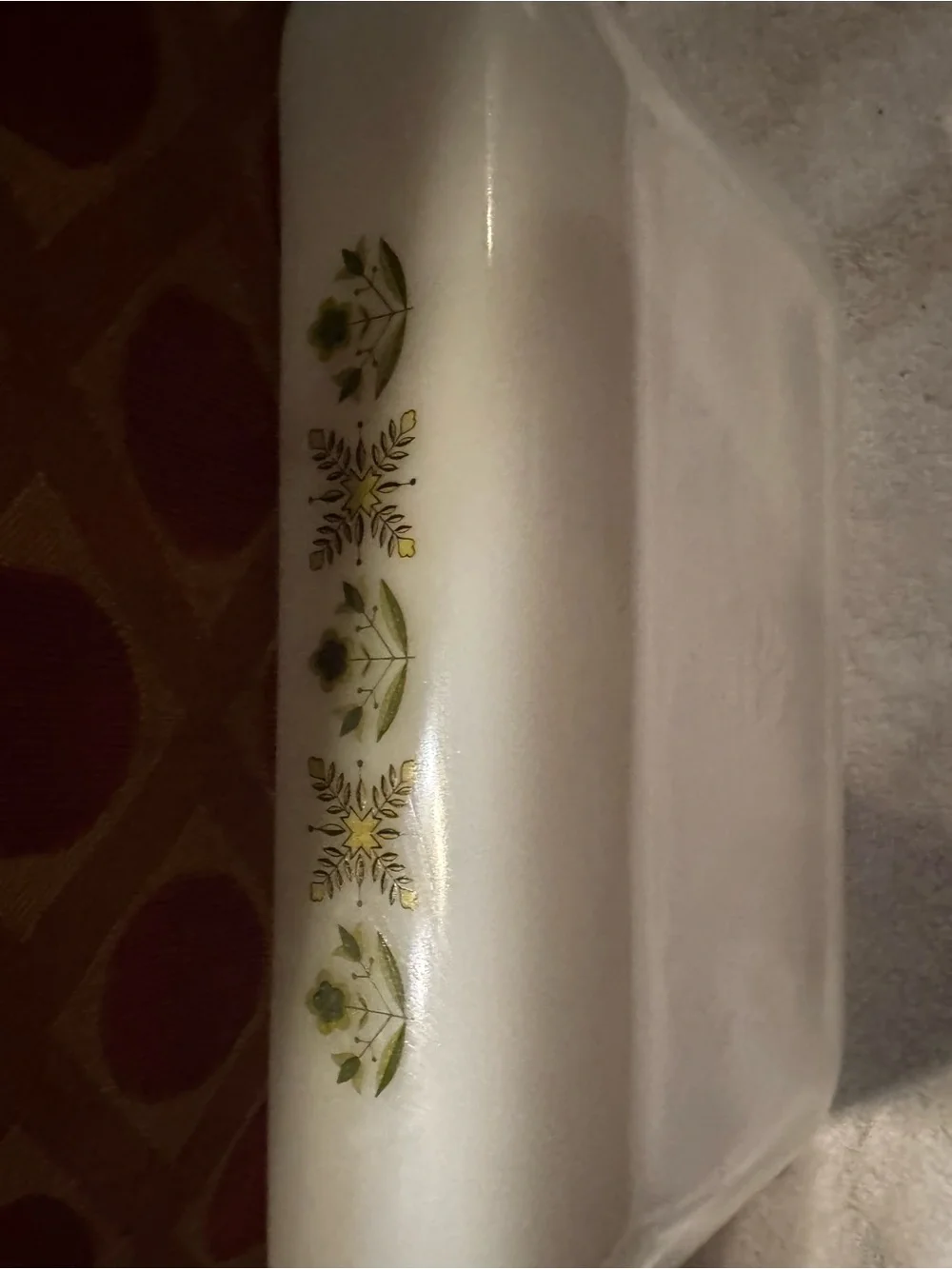 Antique Anchor Hocking MeadowGreen Floral Ceramic Ovenware  - Fire King Set of 2
